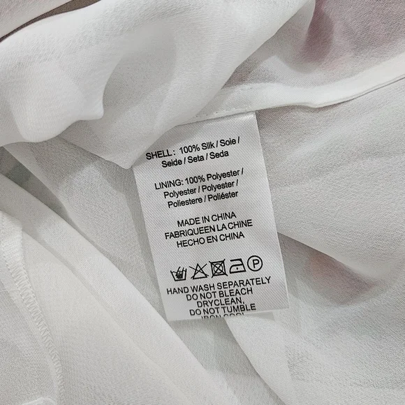 Sau Lee Frieda Silk Cowl Neck High Low Ruched Dress in White Pink Floral Size 4 - Picture 11 of 11